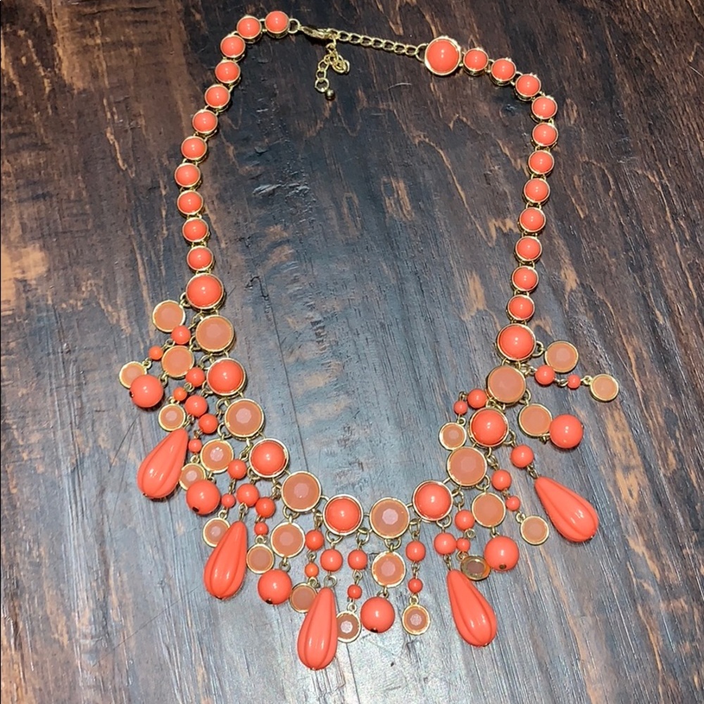 Coral Beaded Statement Necklace